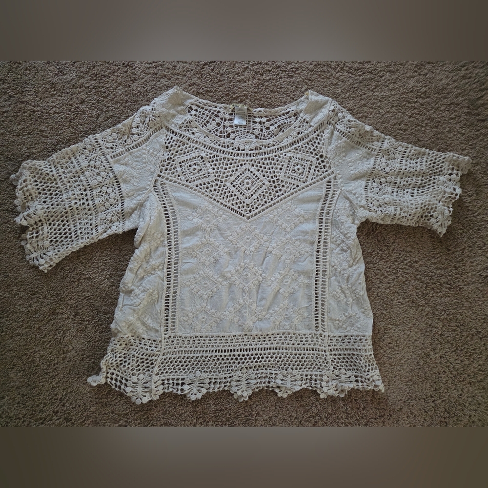 Democracy White Crochet Top